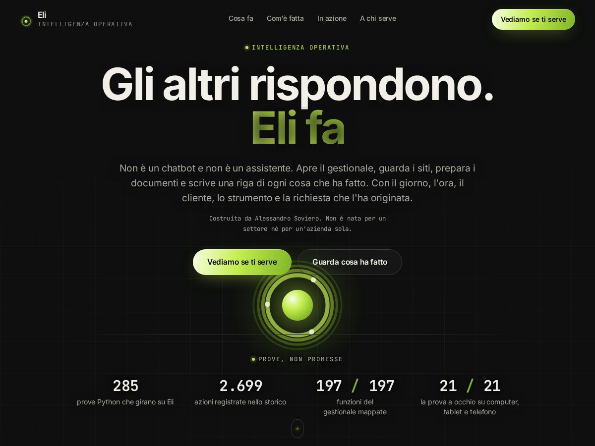 Landing-page snapshot of eliaisystem.com