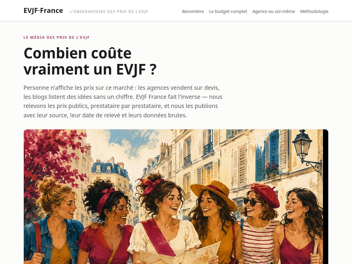Landing-page snapshot of evjf-france.com