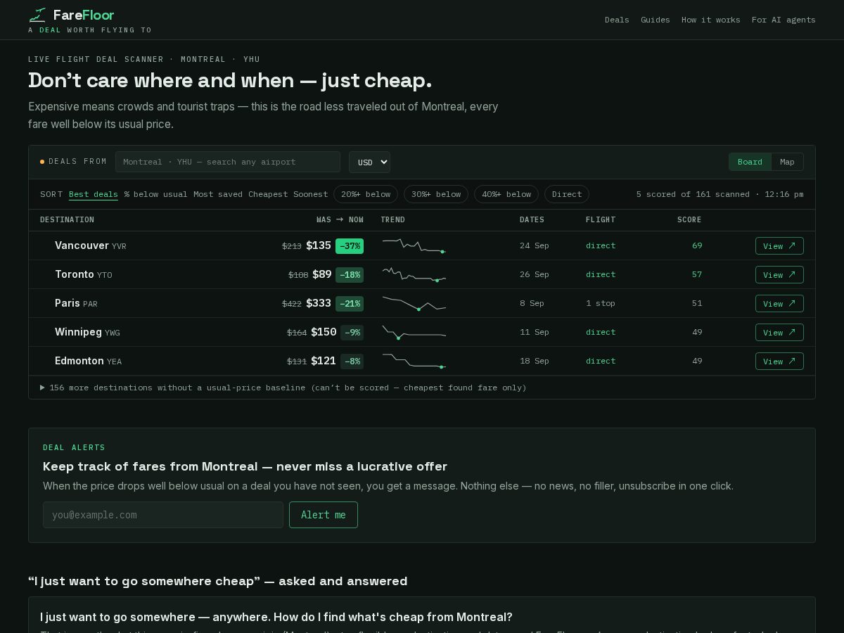 Landing-page snapshot of farefloor.com