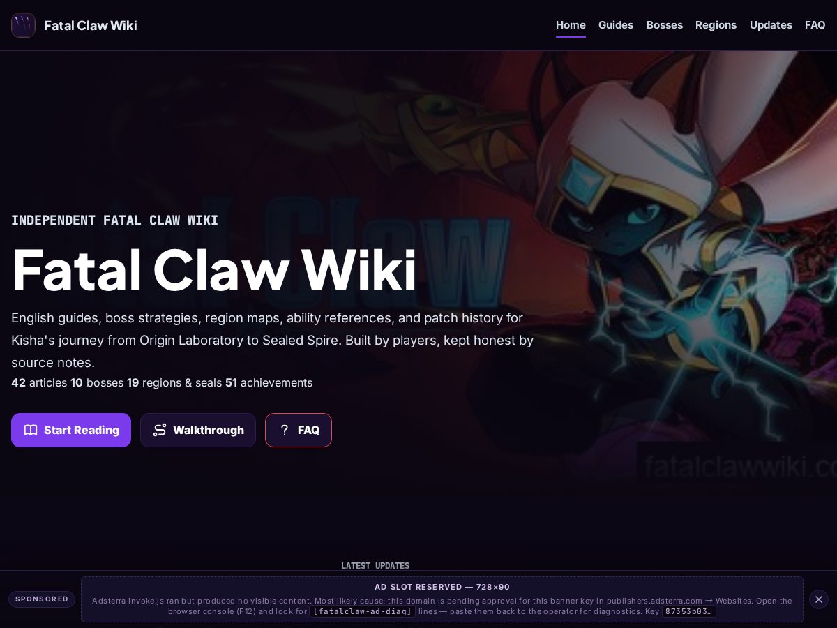 Landing-page snapshot of fatalclawwiki.com