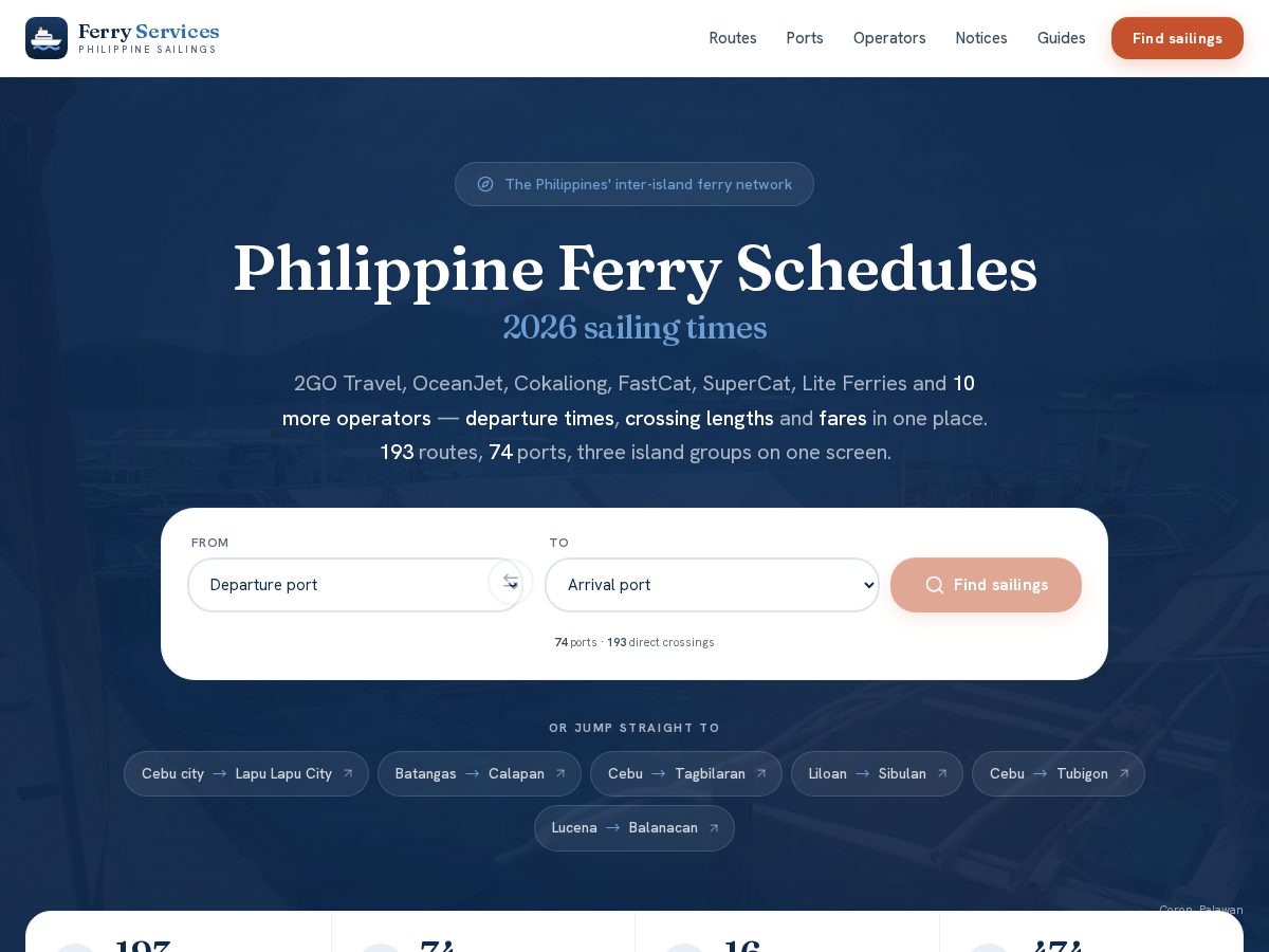 Landing-page snapshot of ferryservices.info