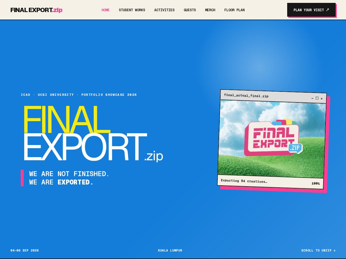 Landing-page snapshot of finalexport-zip.com