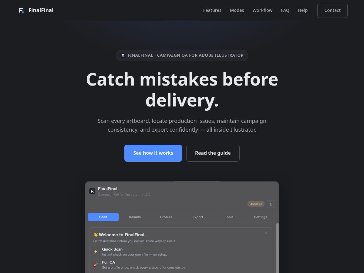 Landing-page snapshot of finalfinalqa.com