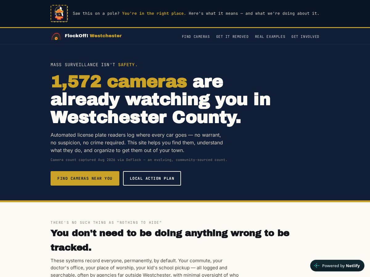 Landing-page snapshot of flockoffwestchester.com