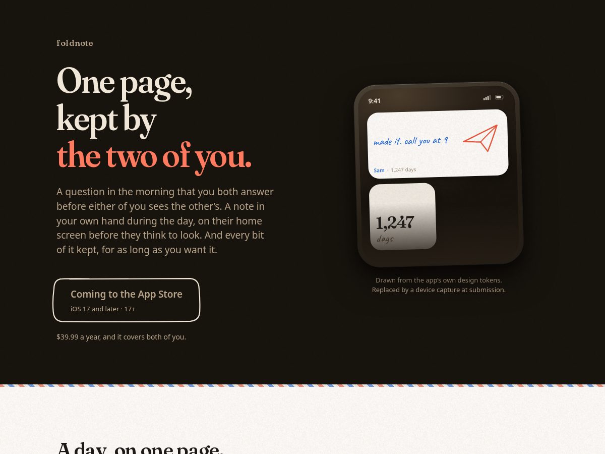 Landing-page snapshot of foldnote.page
