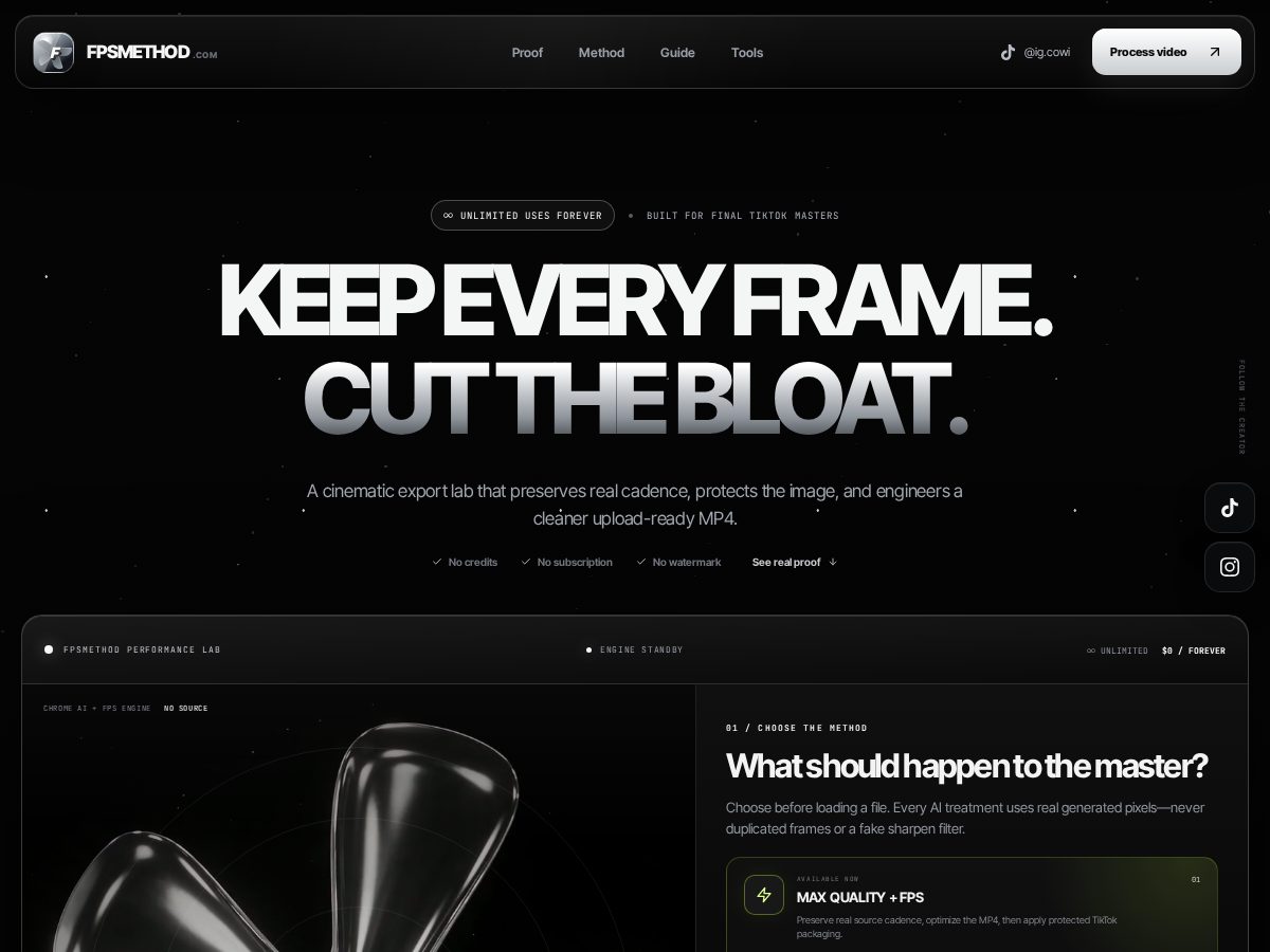 Landing-page snapshot of fpsmethod.com