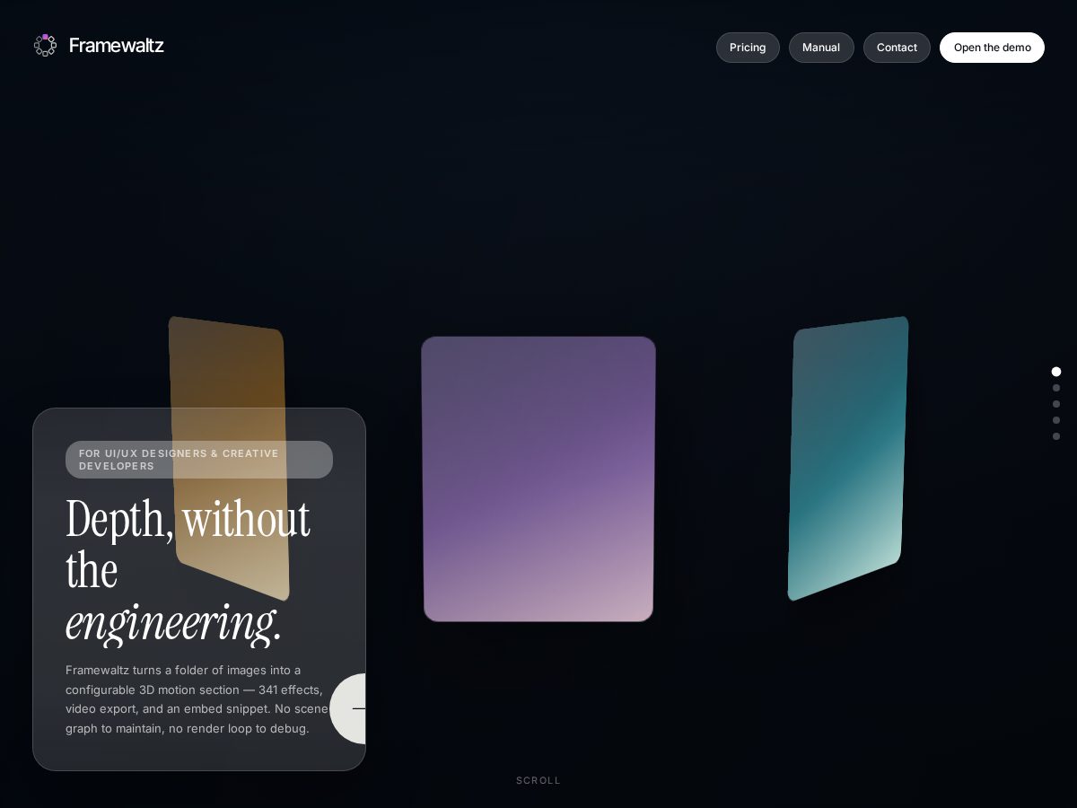 Landing-page snapshot of framewaltz.dev