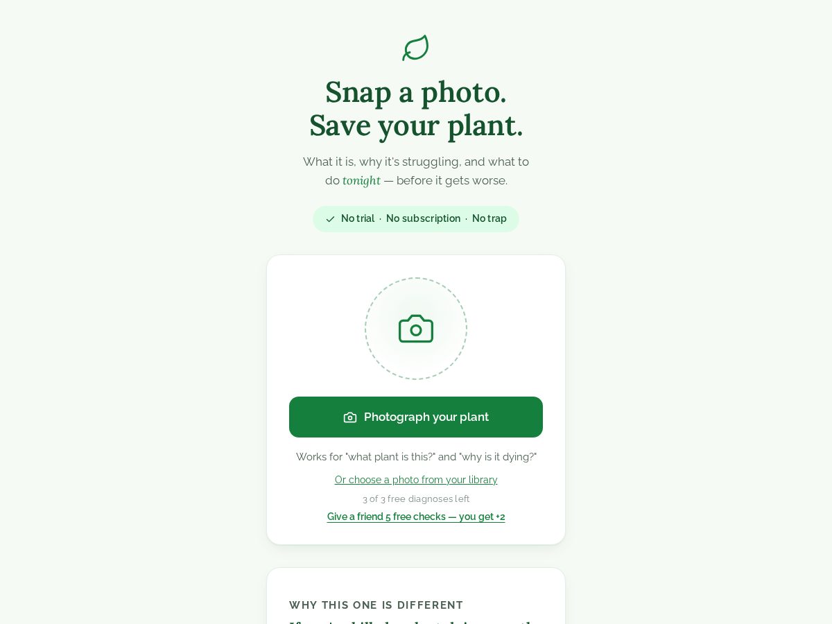 Landing-page snapshot of frondi.app