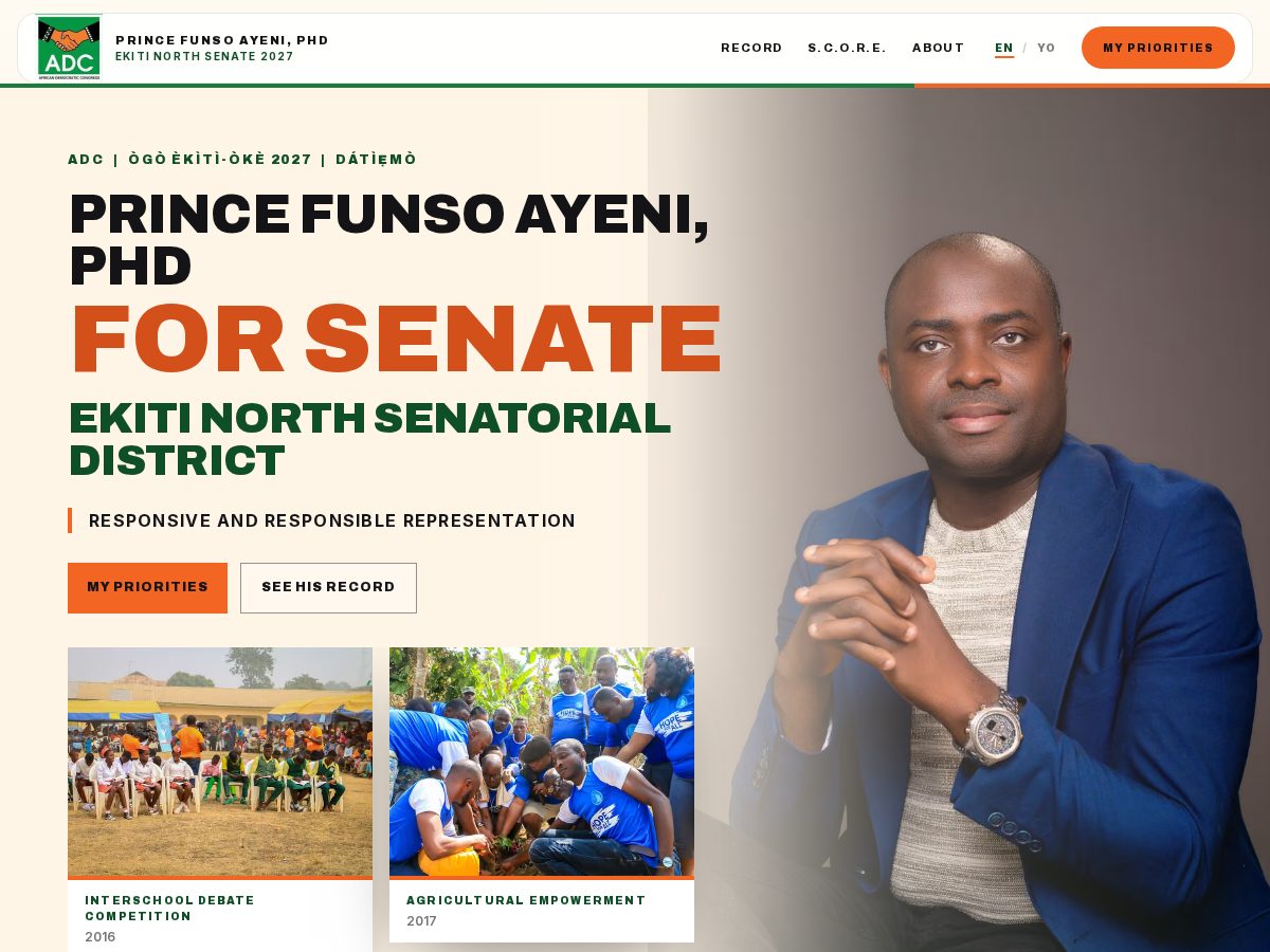 Landing-page snapshot of funsoayeni.com
