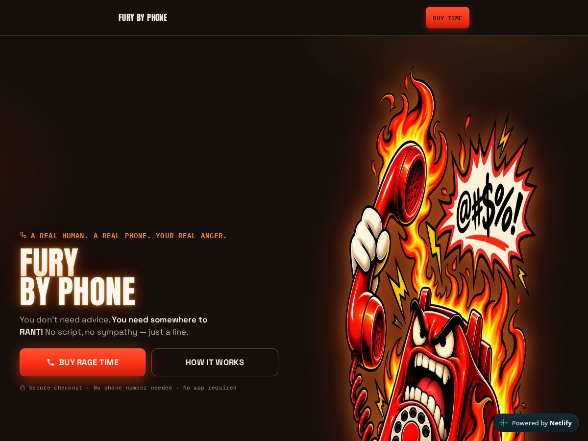 Landing-page snapshot of furybyphone.com