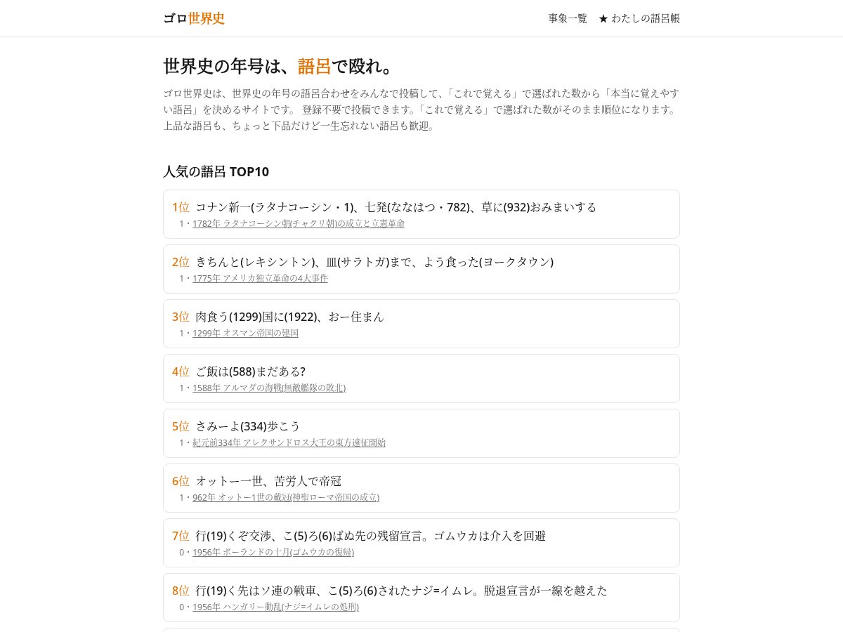 Landing-page snapshot of gorosekaishi.com