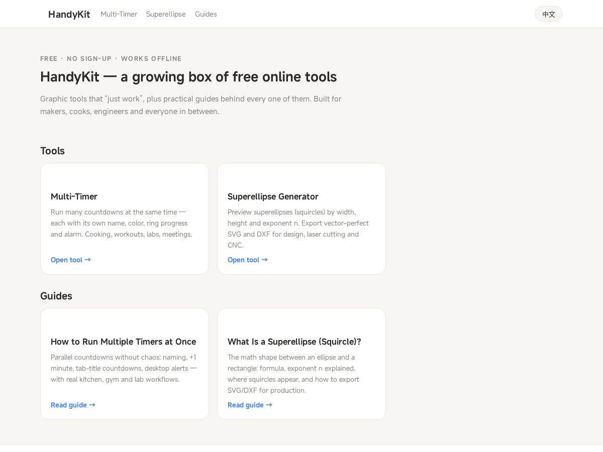 Landing-page snapshot of handykit.net