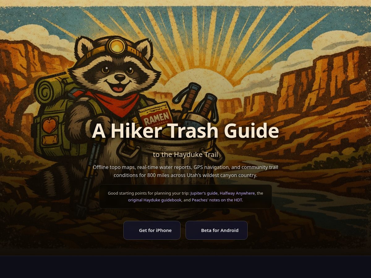 Landing-page snapshot of hayduketrail.app