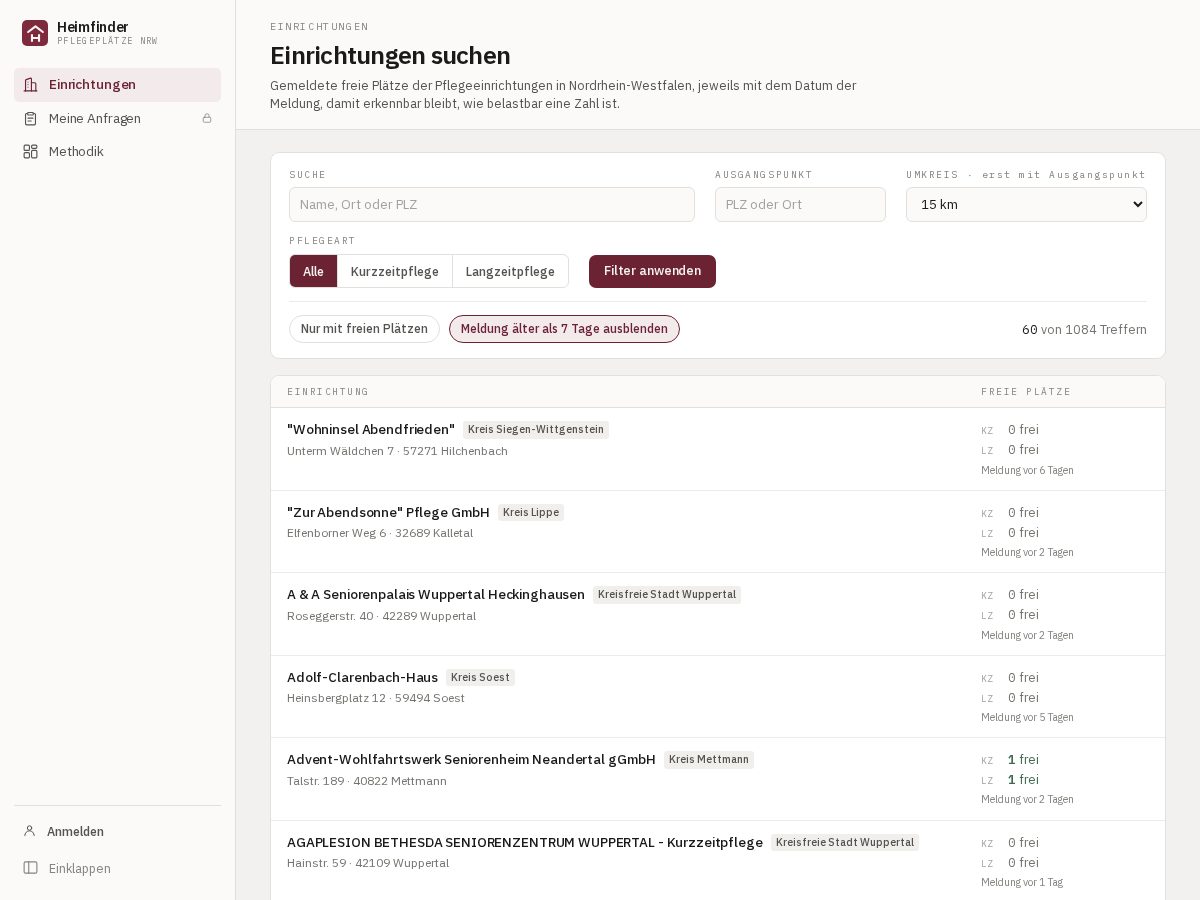 Landing-page snapshot of heimfinder.nrw