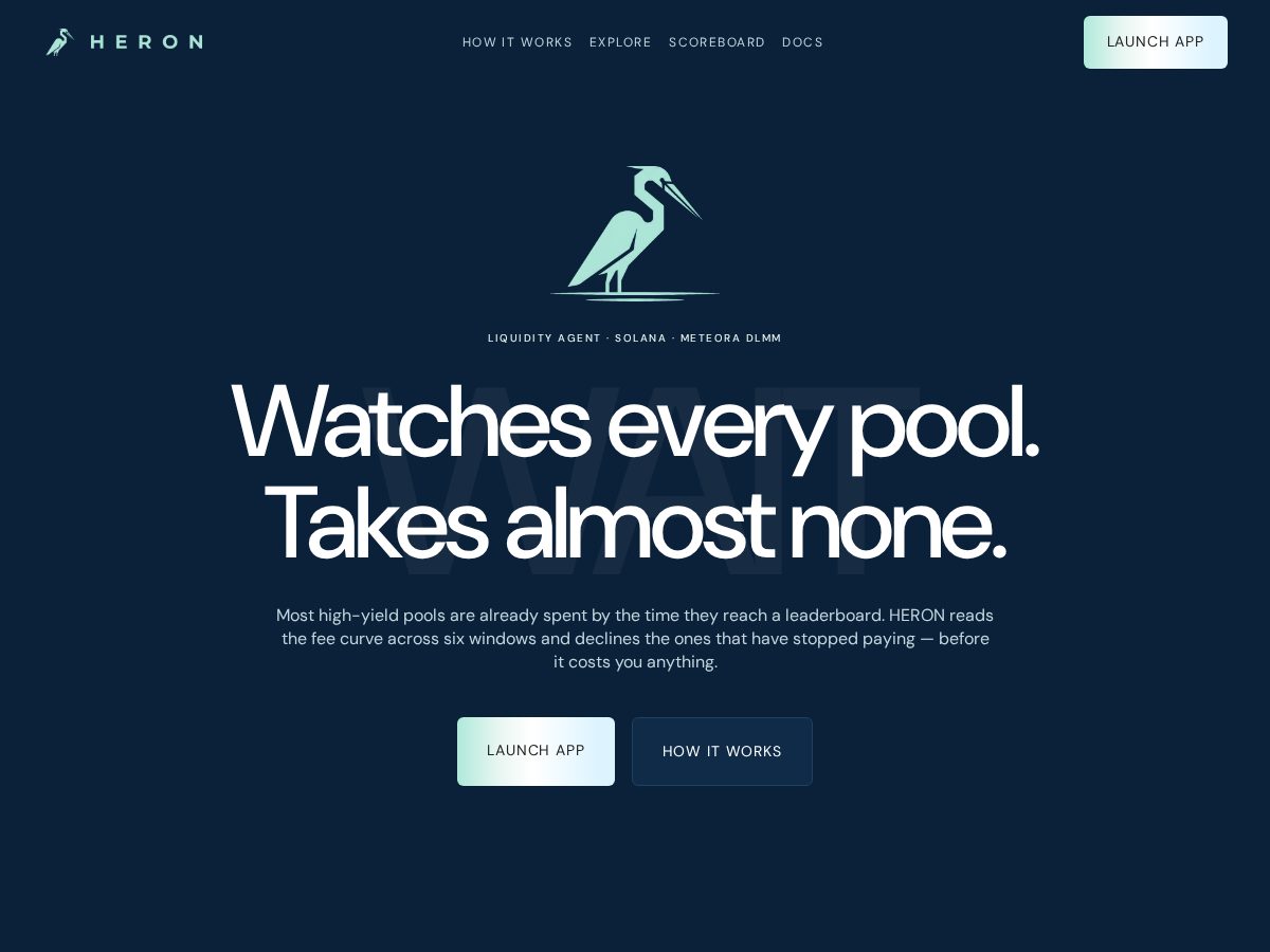 Landing-page snapshot of heronvault.trade
