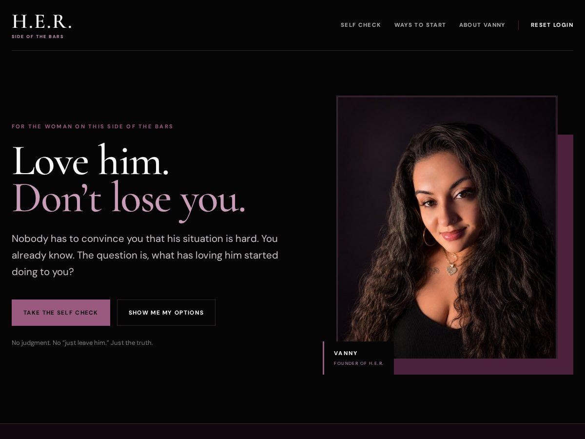 Landing-page snapshot of hersideofthebars.com