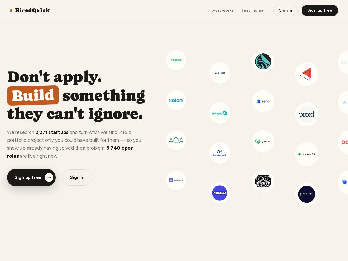 Landing-page snapshot of hiredquick.org