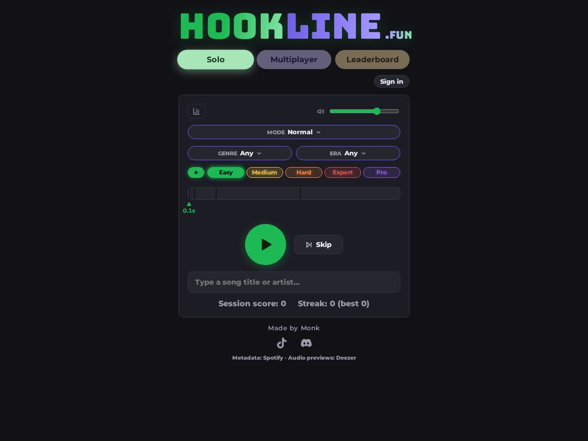 Landing-page snapshot of hookline.fun
