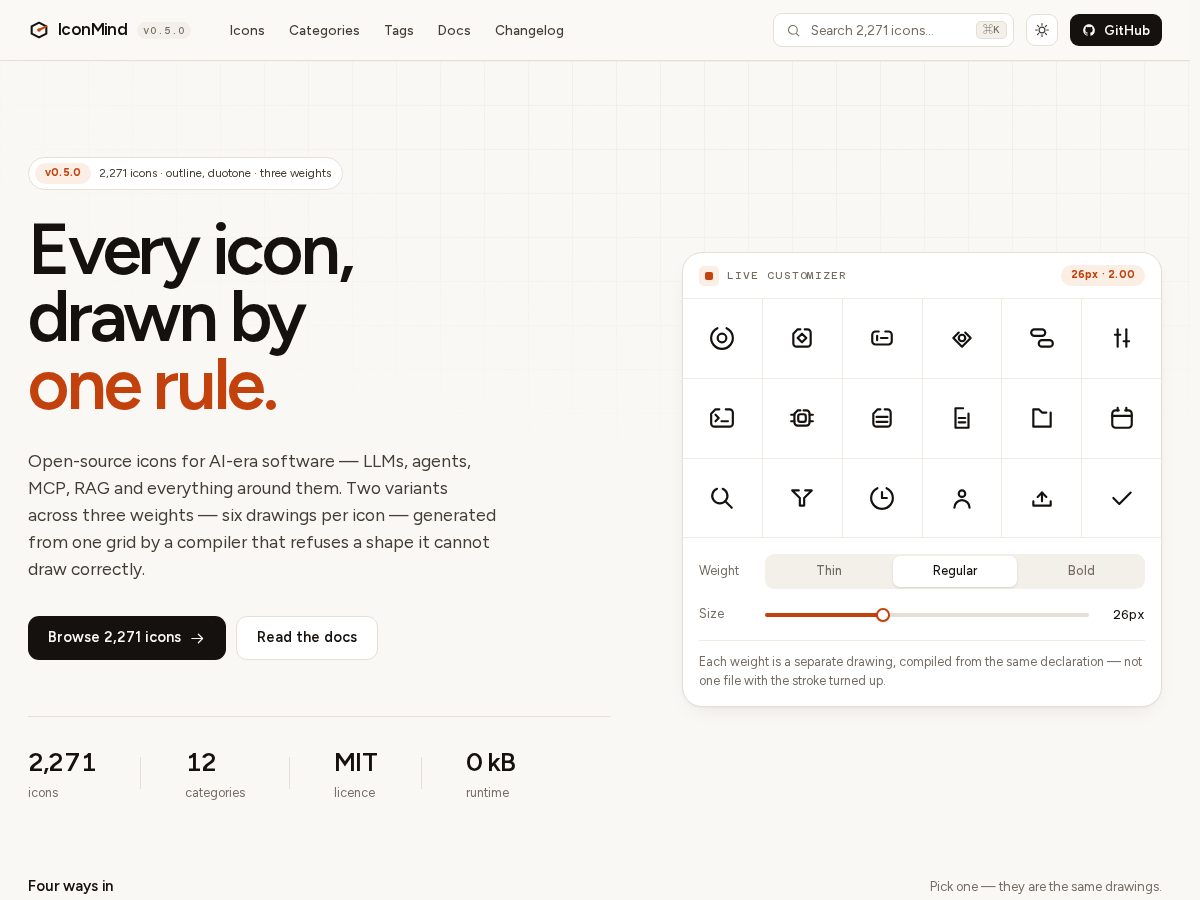 Landing-page snapshot of iconmind.dev