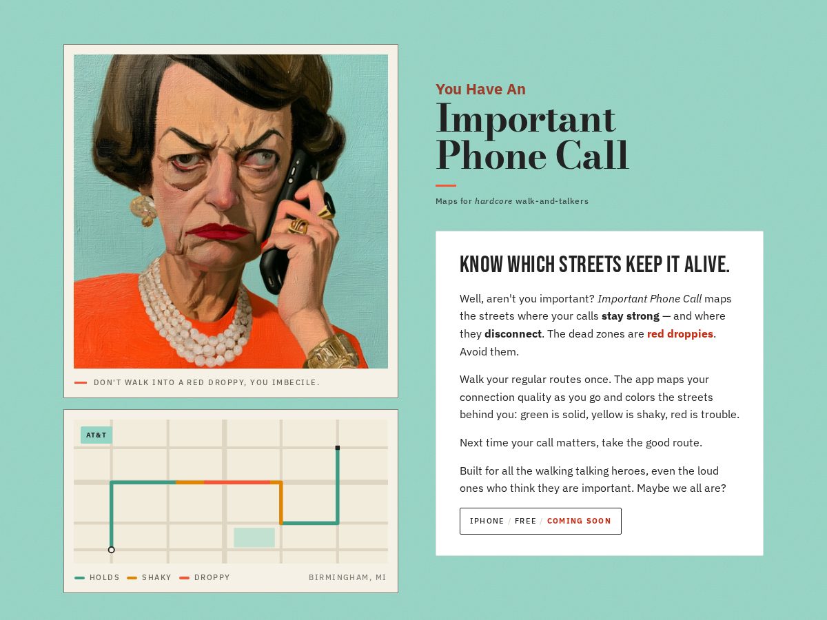 Landing-page snapshot of importantphonecall.com