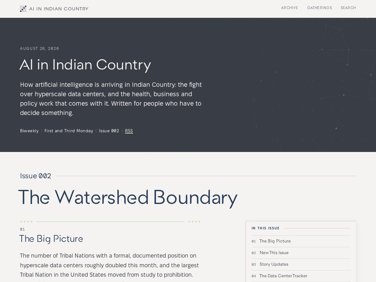 Landing-page snapshot of indiancountryai.org