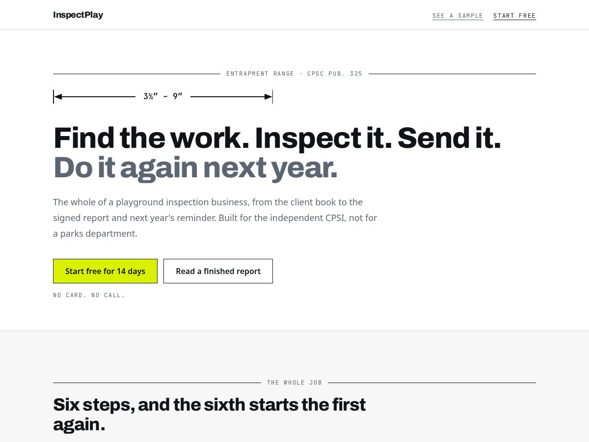 Landing-page snapshot of inspectplay.com