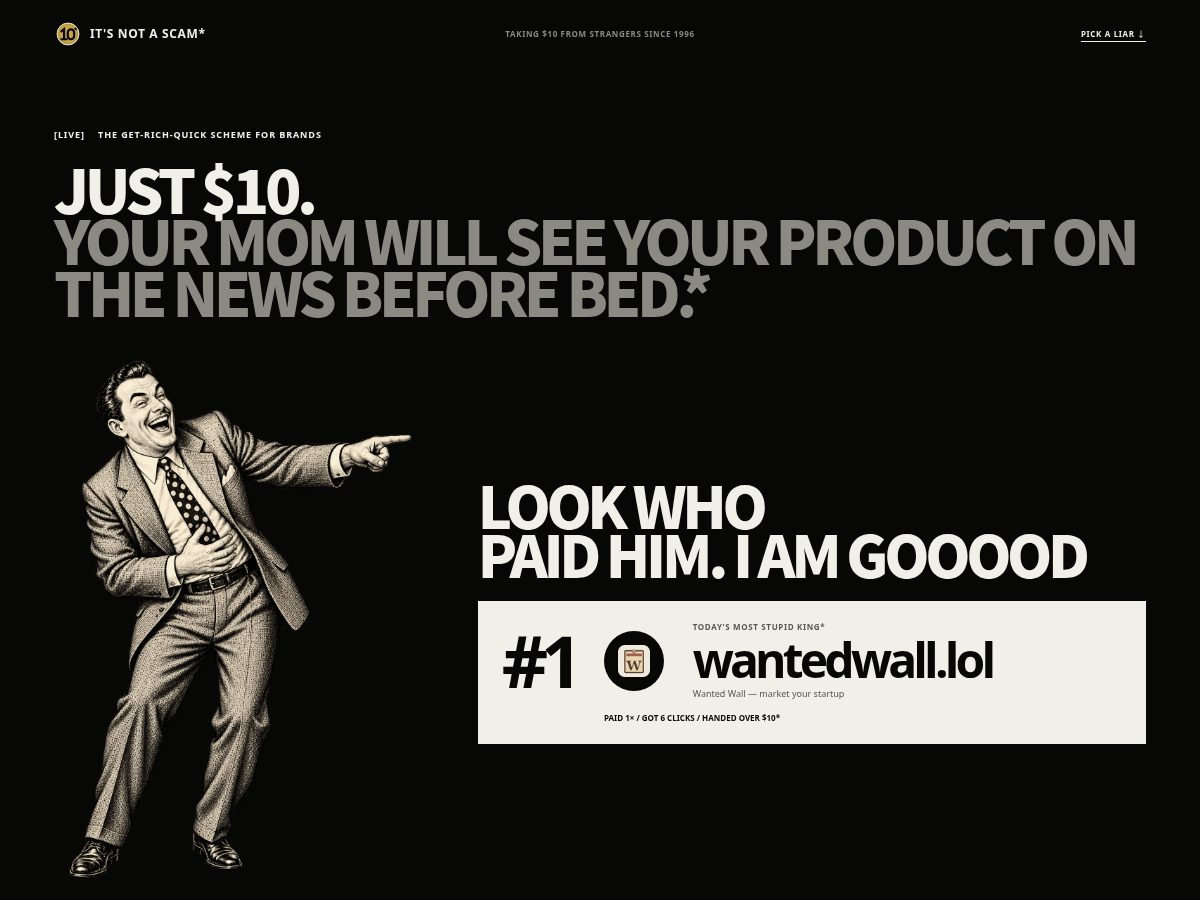 Landing-page snapshot of itsnotascam.lol