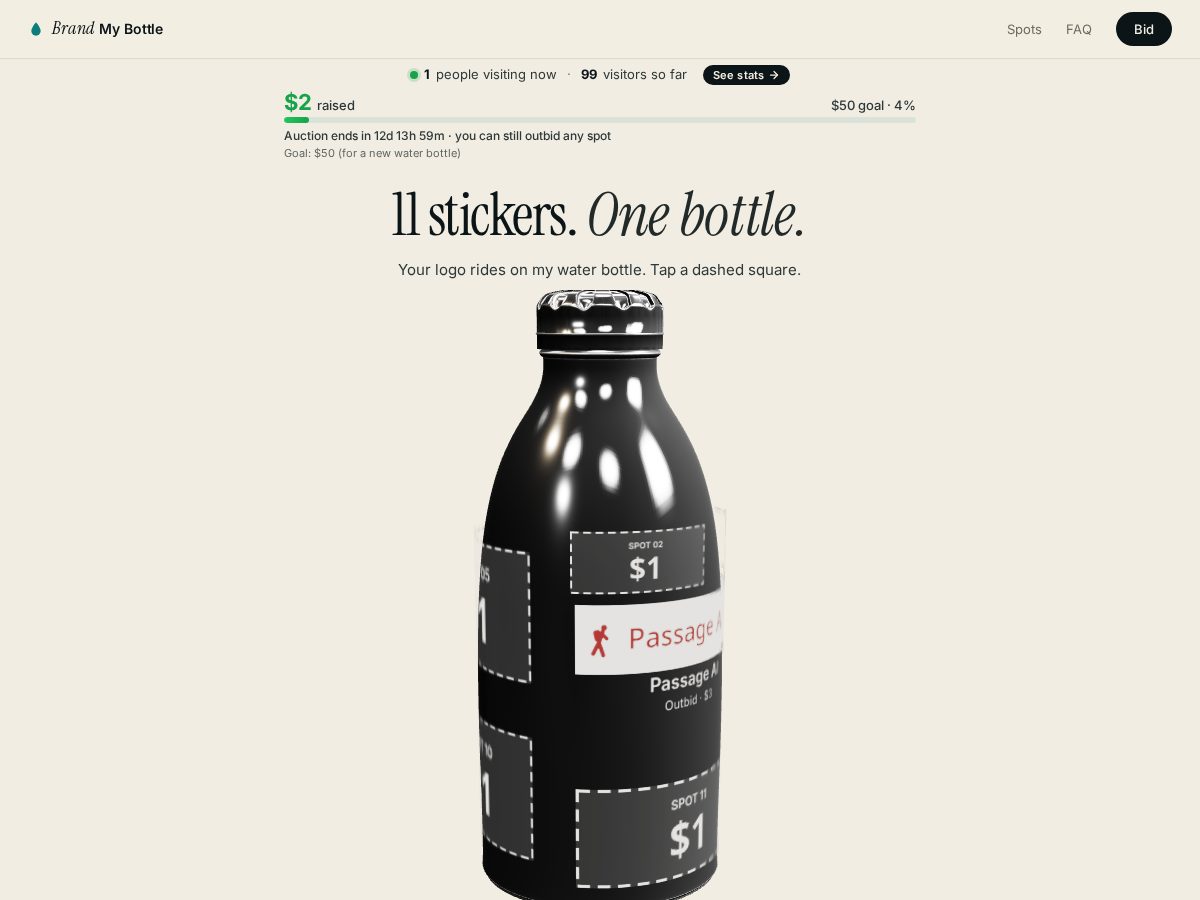 Landing-page snapshot of iwantabottle.com