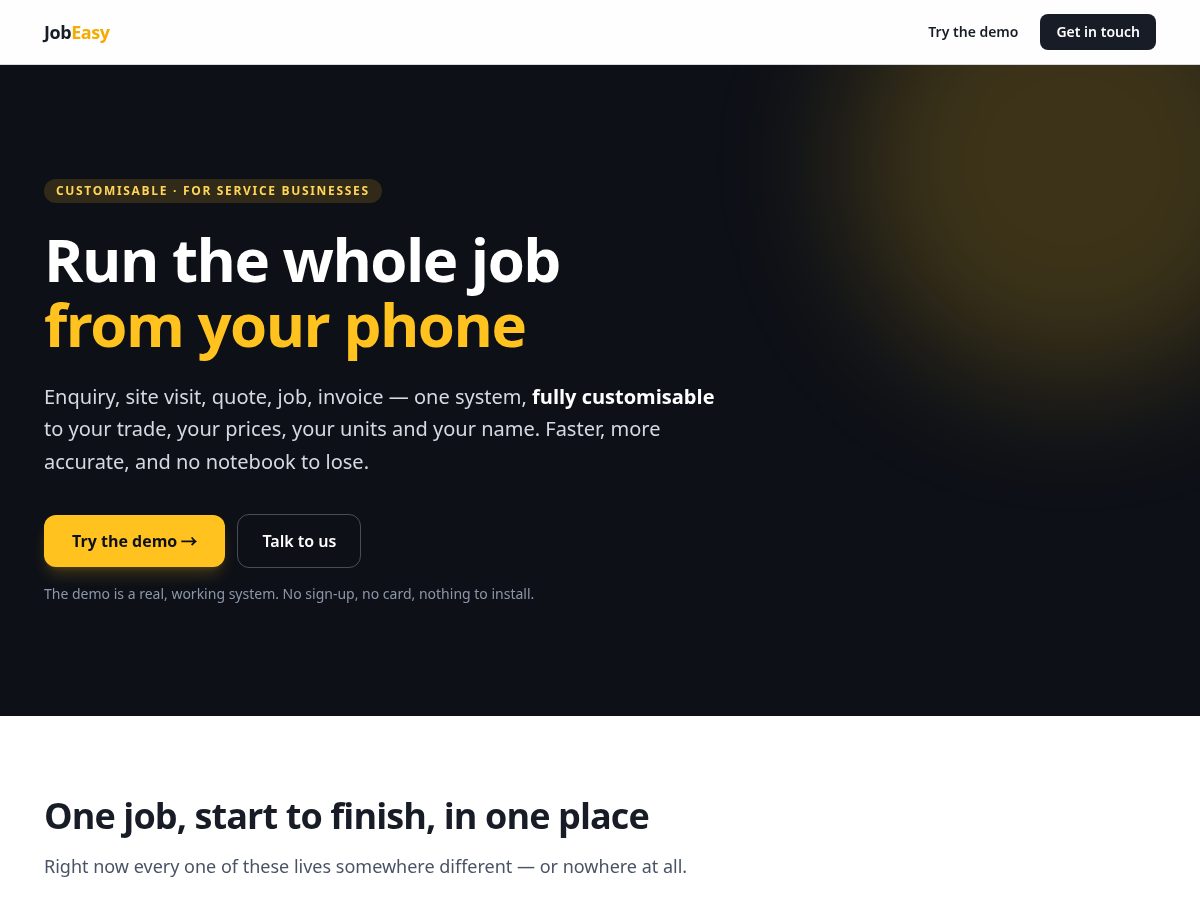 Landing-page snapshot of jobeasy.biz