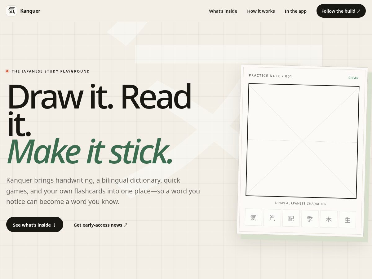 Landing-page snapshot of kanquer.com