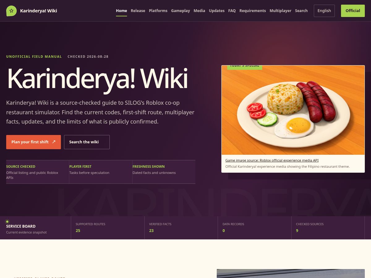 Landing-page snapshot of karinderya-wiki.wiki