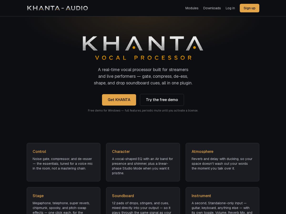 Landing-page snapshot of khanta-audio.com