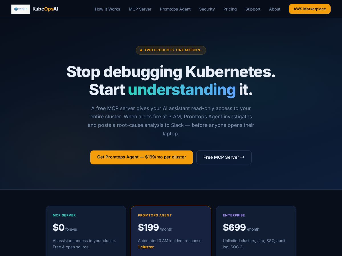 Landing-page snapshot of kubeopsai.net