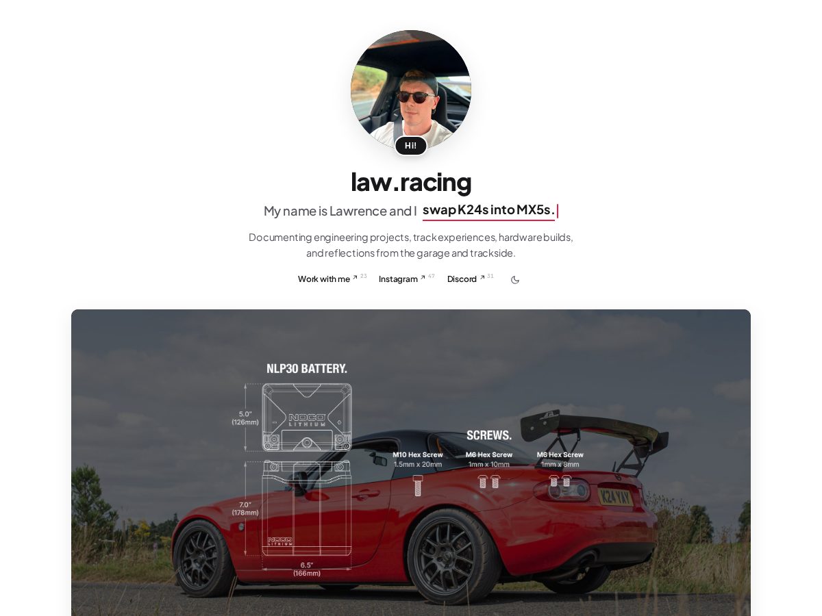Landing-page snapshot of law.racing