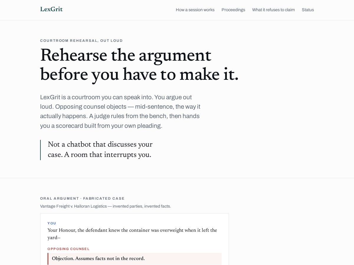 Landing-page snapshot of lexgrit.com