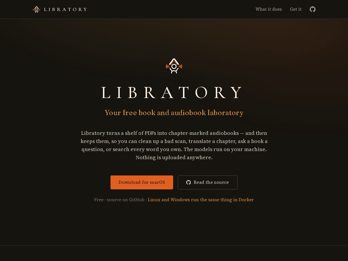 Landing-page snapshot of libratory.dev