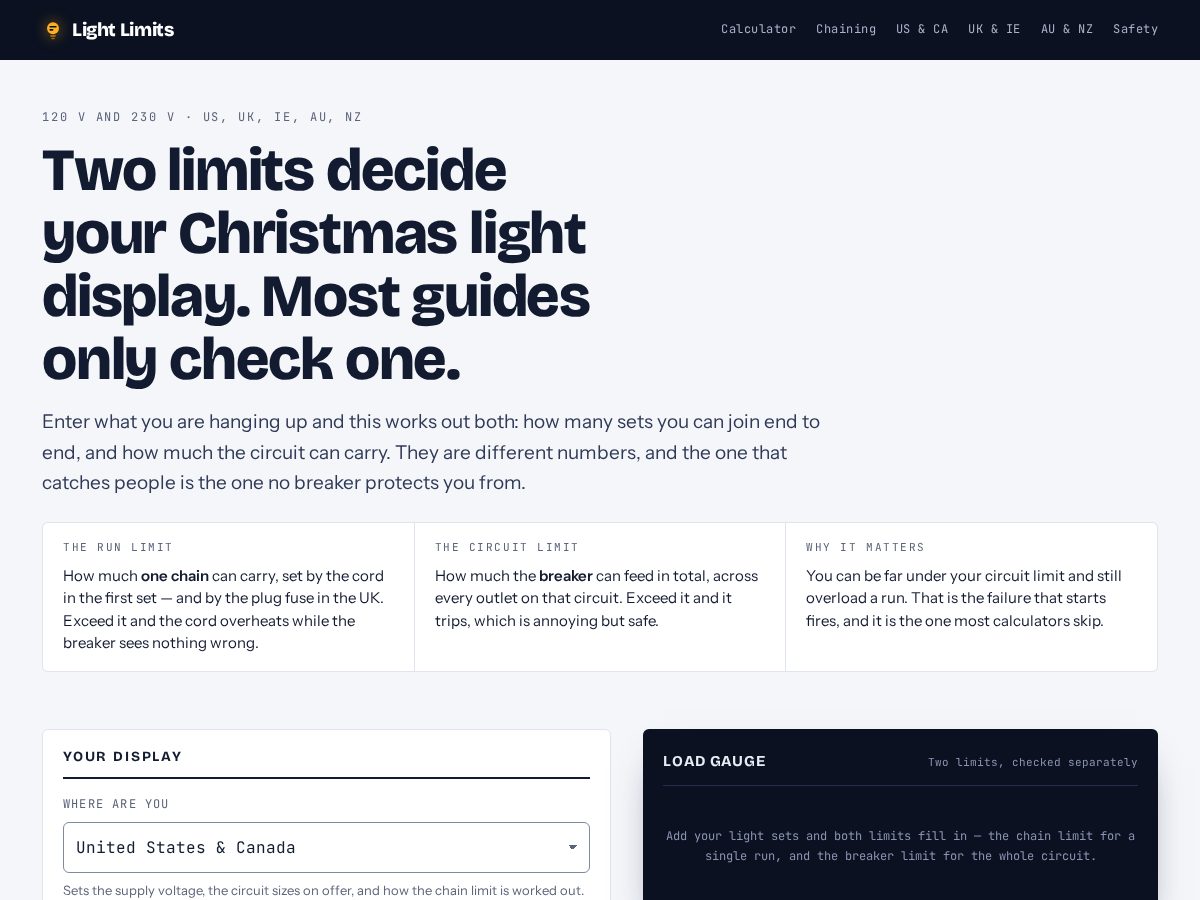 Landing-page snapshot of lightlimits.com