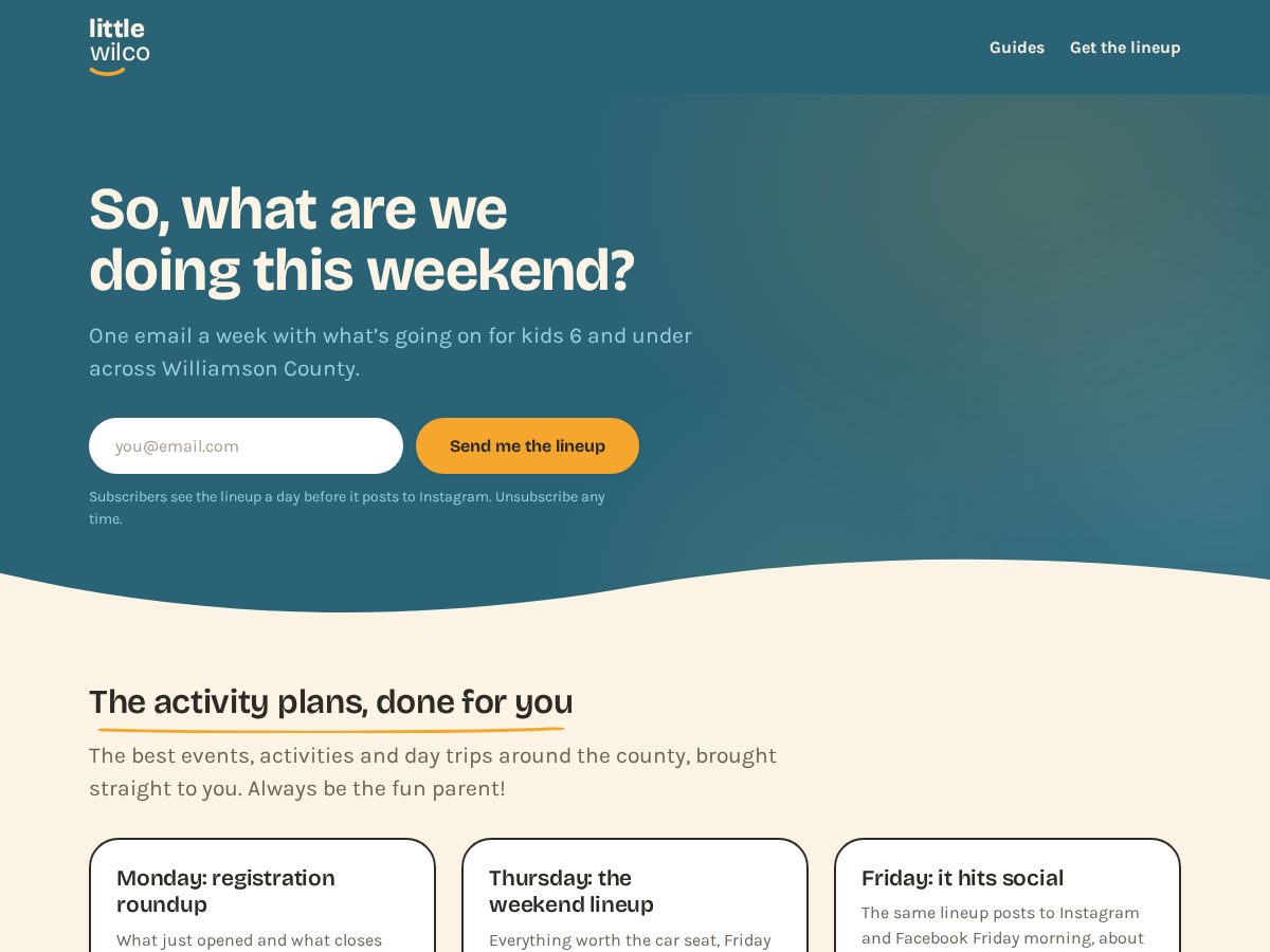 Landing-page snapshot of littlewilco.com