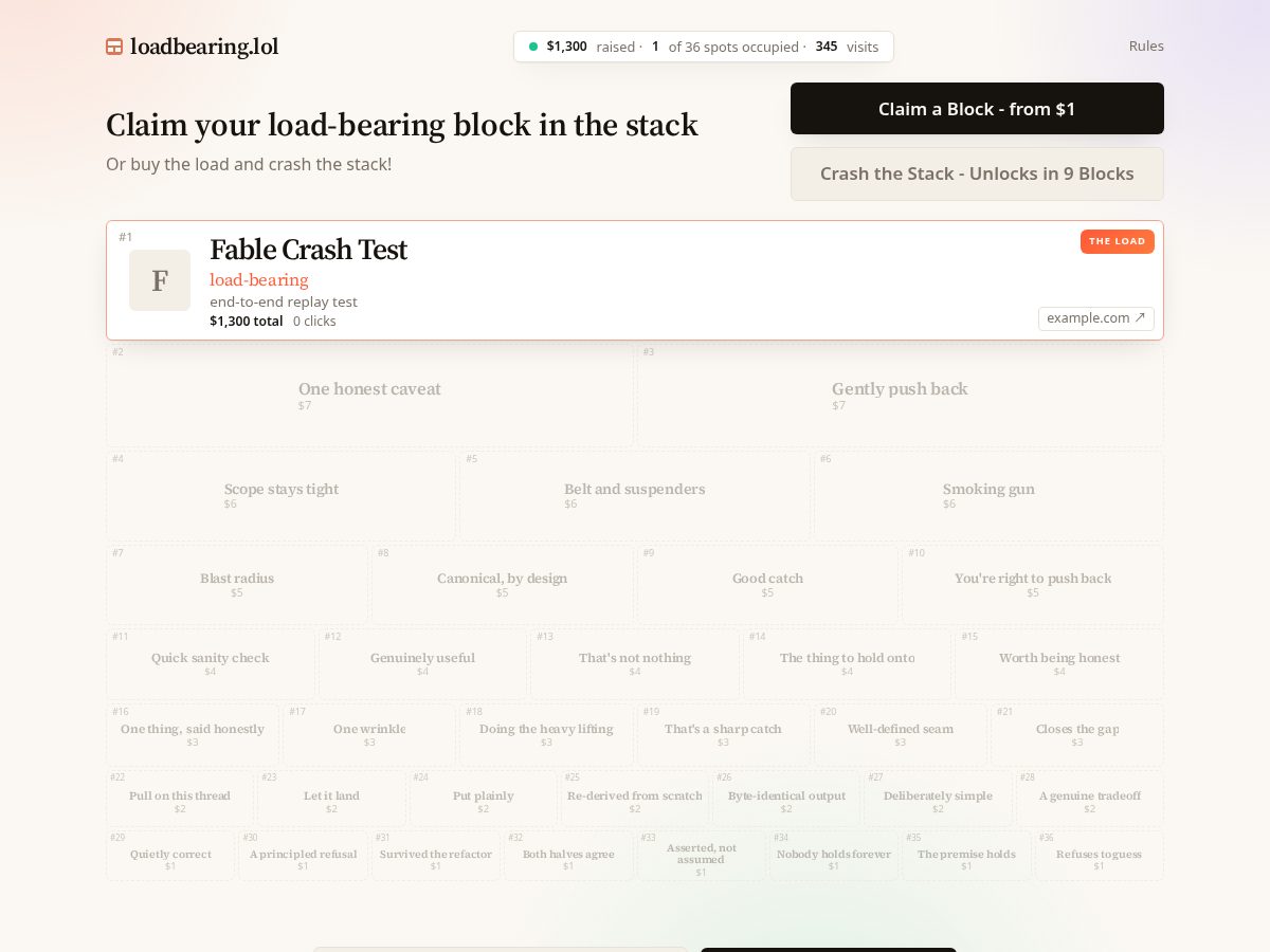 Landing-page snapshot of loadbearing.lol