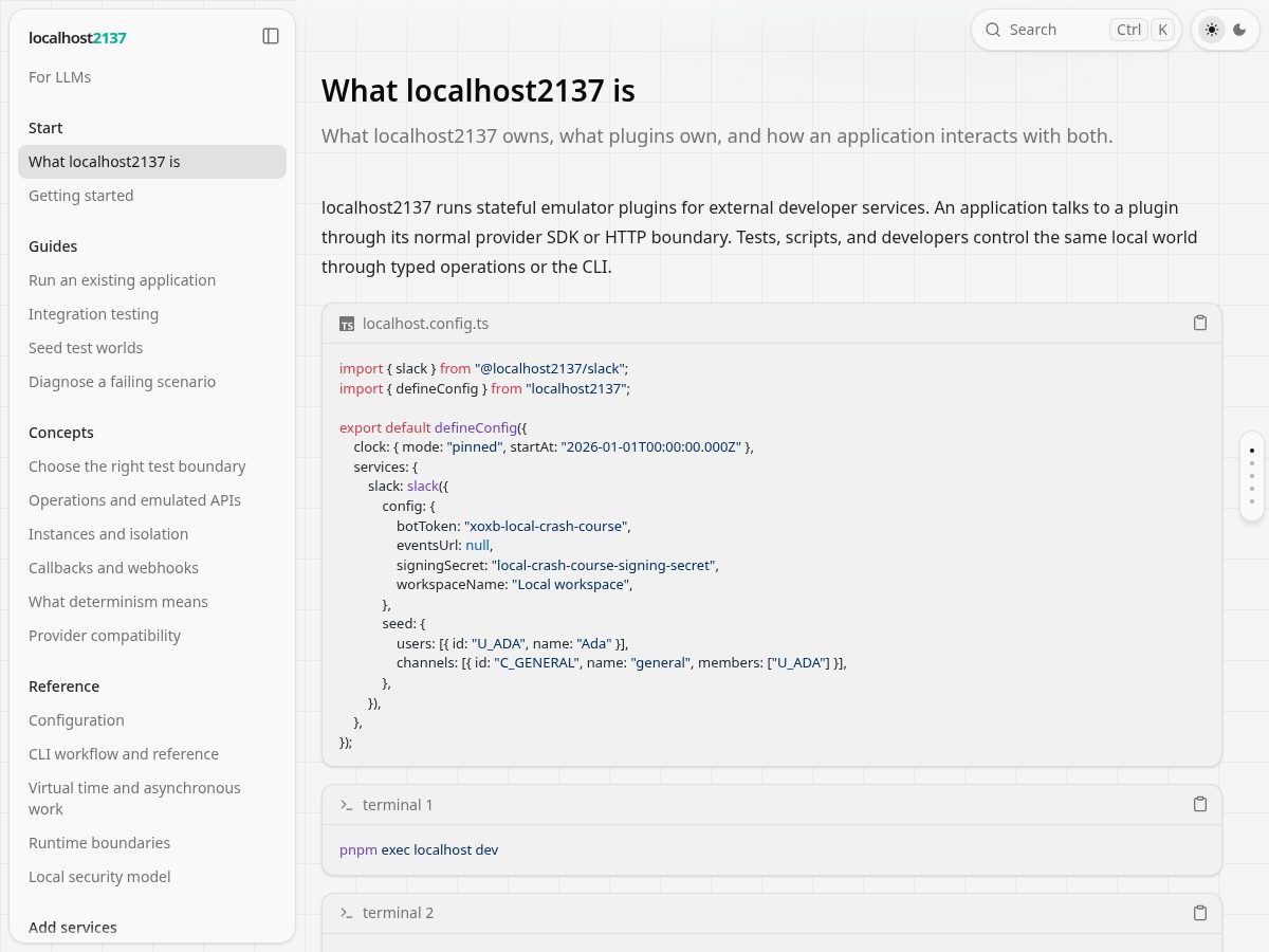 Landing-page snapshot of localhost2137.dev