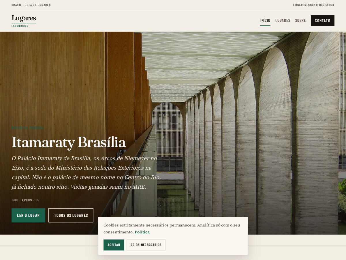Landing-page snapshot of lugaresescondidos.click