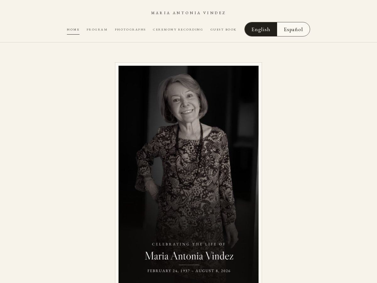 Landing-page snapshot of mariamemorial.com