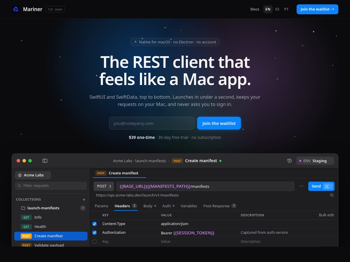 Landing-page snapshot of marinerhttp.dev