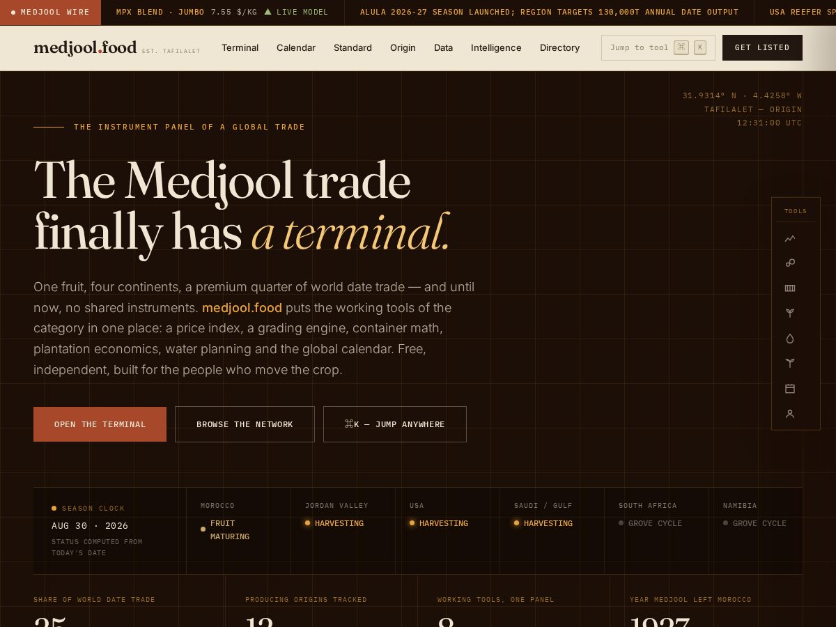 Landing-page snapshot of mejhoul.food