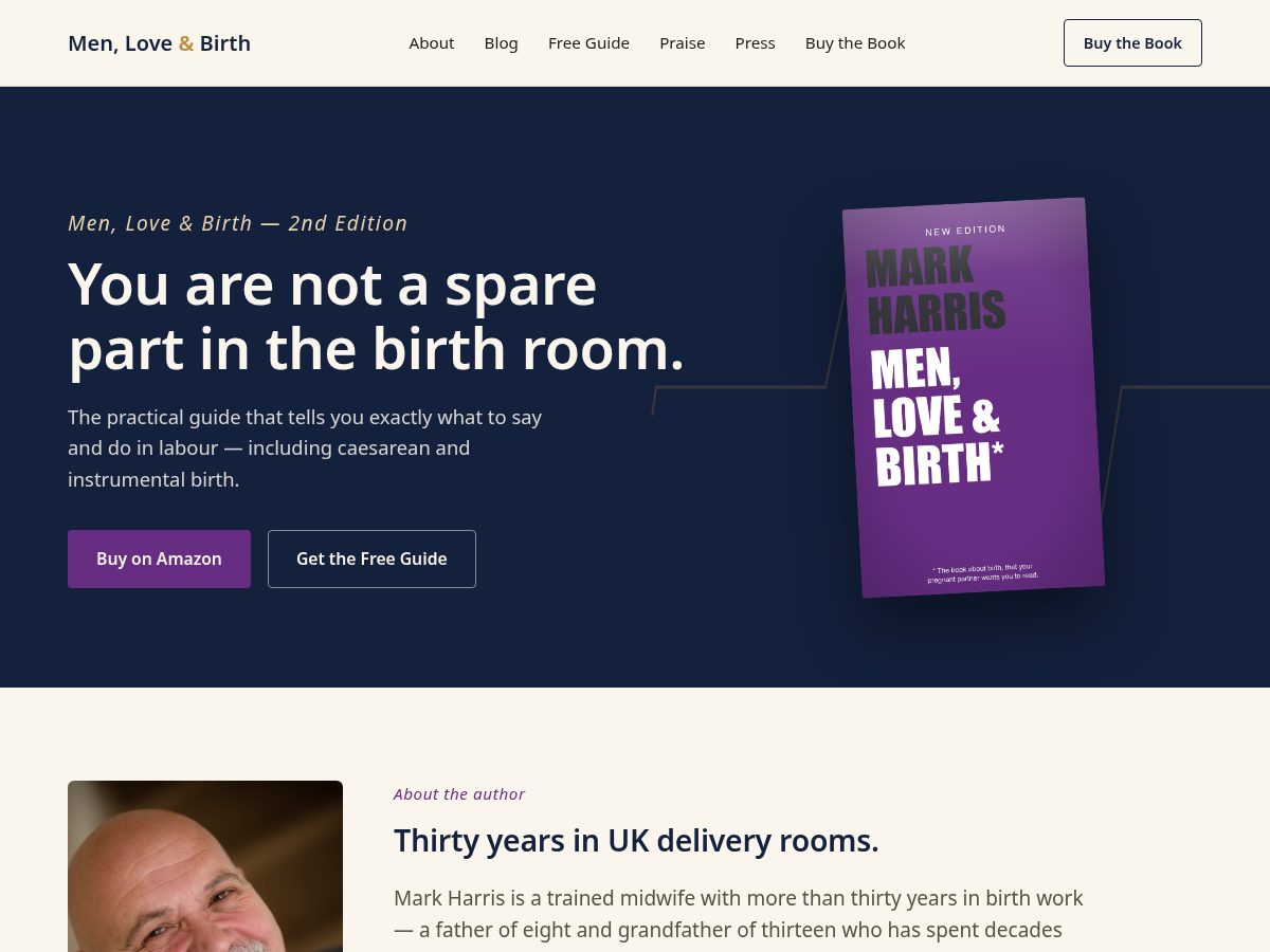 Landing-page snapshot of menatbirth.com