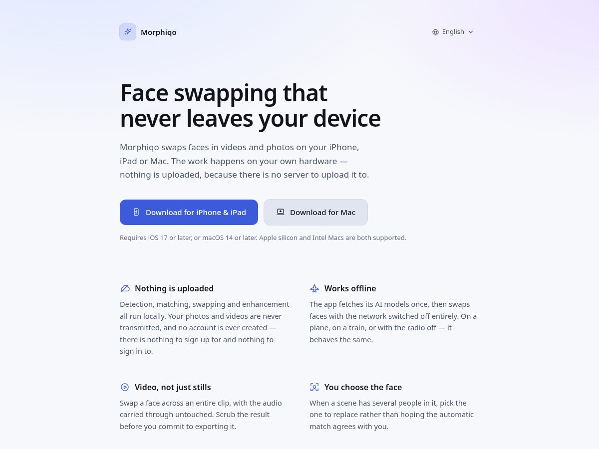 Landing-page snapshot of morphiqo.com