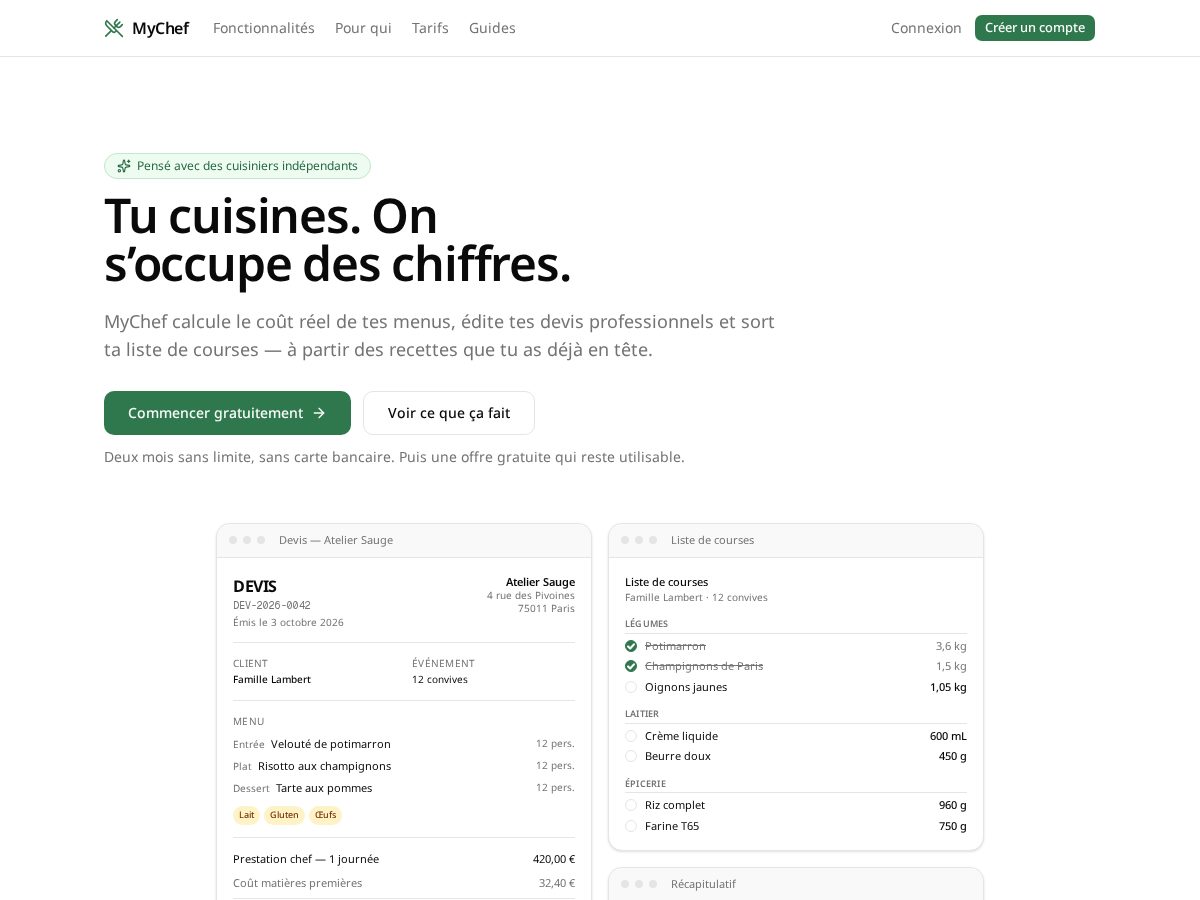 Landing-page snapshot of mychef-app.com