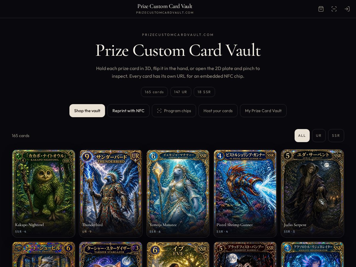 Landing-page snapshot of myprizecardvault.com