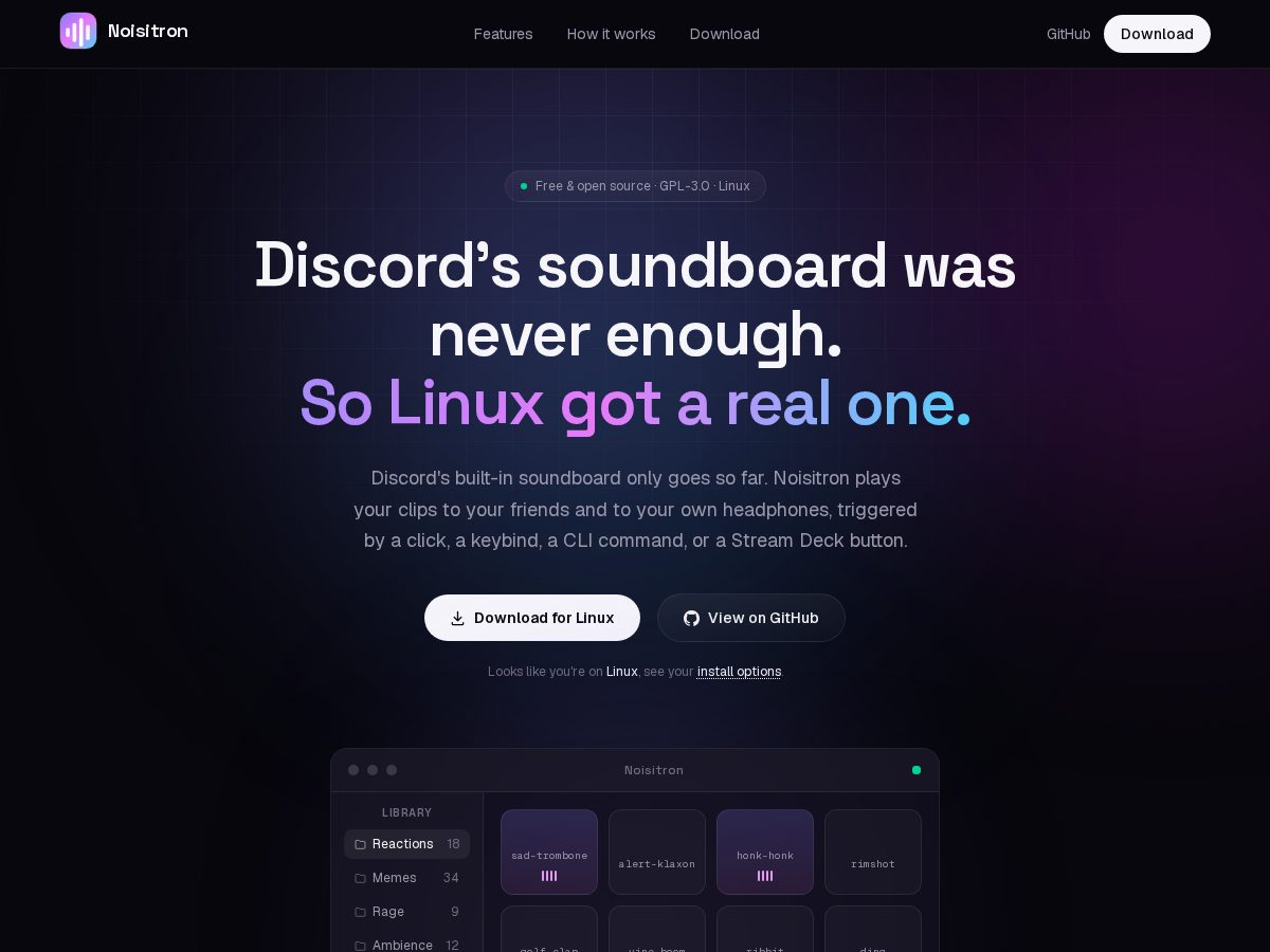 Landing-page snapshot of noisitron.com