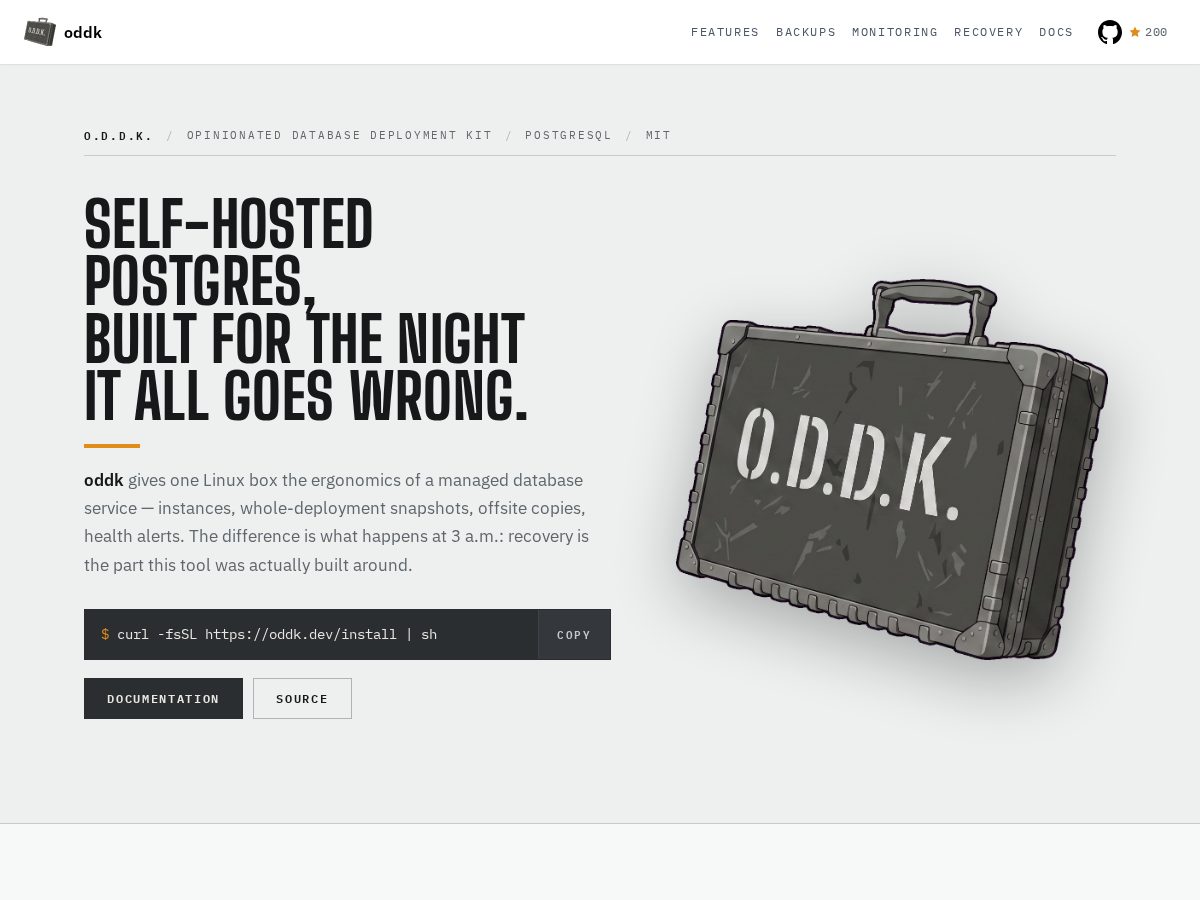Landing-page snapshot of oddk.dev